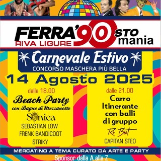 Riva Ligure, un tuffo negli anni '90: a Ferragosto torna il Carnevale estivo più atteso! Riva Ligure, un tuffo negli anni '90: a Ferragosto torna il Carnevale estivo più atteso!