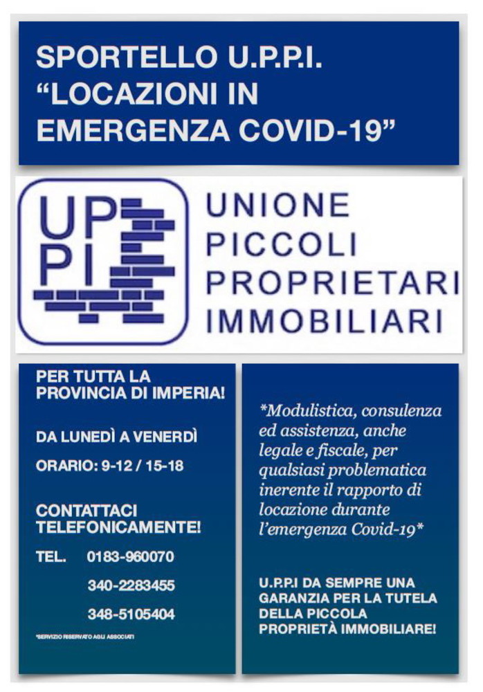 Attivato per tutta la Provincia di Imperia lo ‘Sportello UPPI Locazioni in Emergenza Covid-19’ Attivato per tutta la Provincia di Imperia lo ‘Sportello UPPI Locazioni in Emergenza Covid-19’