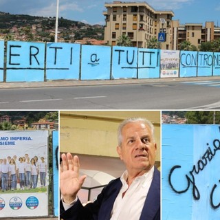 Imperia: "Aperti a tutti contro nessuno. Grazie Claudio", la scritta sul ponte Impero per celebrare Claudio Scajola sindaco (Foto) Imperia: "Aperti a tutti contro nessuno. Grazie Claudio", la scritta sul ponte Impero per celebrare Claudio Scajola sindaco (Foto)