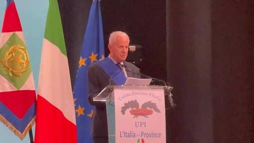 Assemblea Upi, il saluto del presidente della Provincia Claudio Scajola a Mattarella