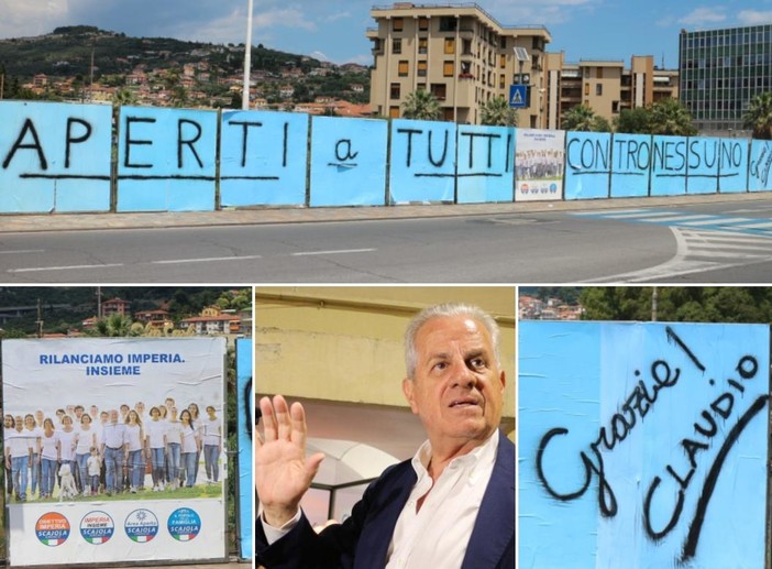 Imperia: "Aperti a tutti contro nessuno. Grazie Claudio", la scritta sul ponte Impero per celebrare Claudio Scajola sindaco (Foto) Imperia: "Aperti a tutti contro nessuno. Grazie Claudio", la scritta sul ponte Impero per celebrare Claudio Scajola sindaco (Foto)