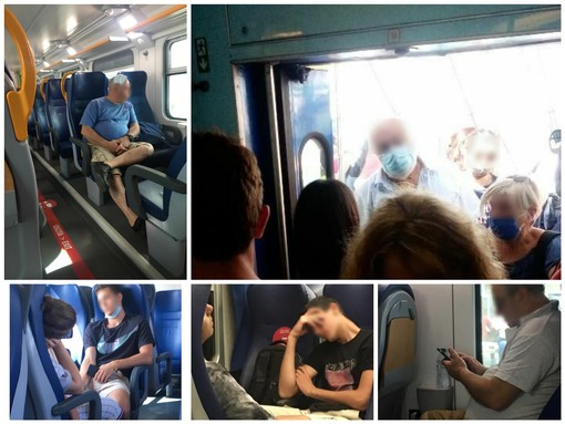 Vagoni affollati e mascherine abbassate: la difficile estate in emergenza Coronavirus per chi viaggia in treno (Foto) Vagoni affollati e mascherine abbassate: la difficile estate in emergenza Coronavirus per chi viaggia in treno (Foto)