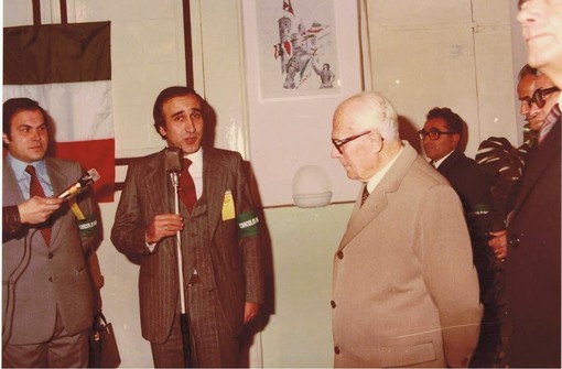 Un momento della visita del presidente Pertini nel 1981 a Imperia