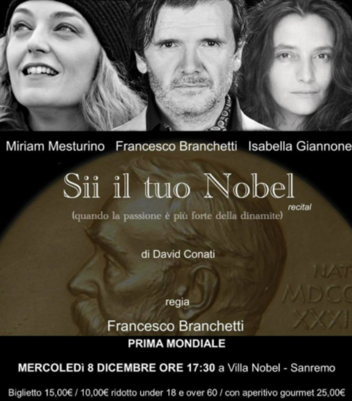 Spettacolo teatrale 'Sii il tuo Nobel’ a villa Nobel di Sanremo Spettacolo teatrale 'Sii il tuo Nobel’ a villa Nobel di Sanremo