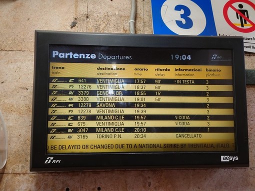 Guasto ad un treno: circolazione ferroviaria bloccata prima di Albenga Guasto ad un treno: circolazione ferroviaria bloccata prima di Albenga