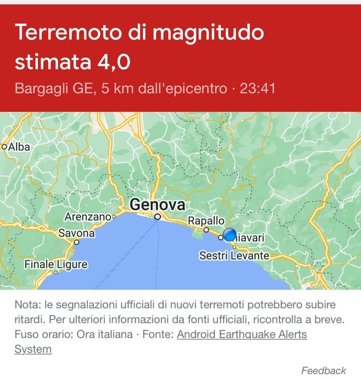 Genova, nuova forte scossa di terremoto avvertita in tutta la città: magnitudo intorno al 4