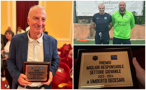 Umberto De Cesari dell’ASD Oneglia Calcio premiato come miglior responsabile del settore giovanile 2023-24 Umberto De Cesari dell’ASD Oneglia Calcio premiato come miglior responsabile del settore giovanile 2023-24