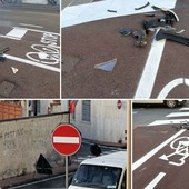 Nuova segnaletica sulla ciclabile a pettine, primo incidente in via Schiva Nuova segnaletica sulla ciclabile a pettine, primo incidente in via Schiva
