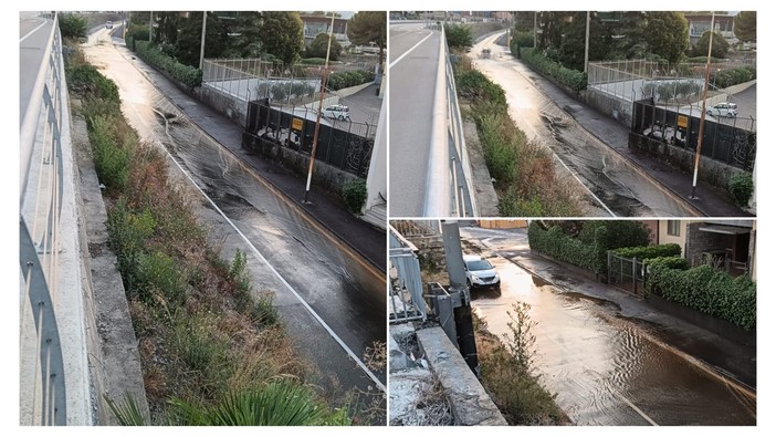 Via Scarincio allagata: guasto alla rete idrica durante i lavori