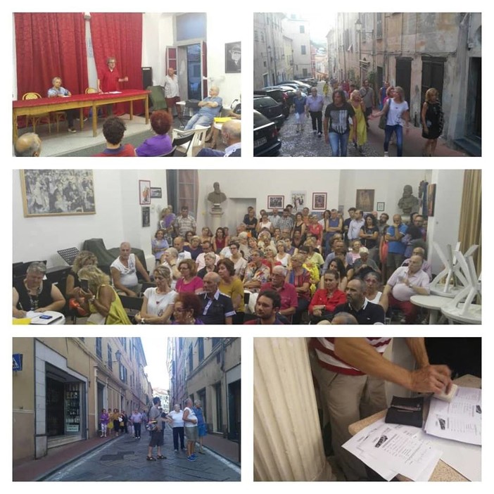Imperia: società operaia gremita all'incontro per il mantenimento di via Cascione pedonale. Oltre mille le firme raccolte dal comitato Imperia: società operaia gremita all'incontro per il mantenimento di via Cascione pedonale. Oltre mille le firme raccolte dal comitato