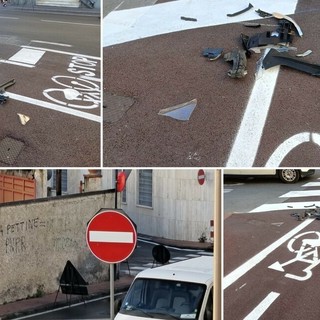 Nuova segnaletica sulla ciclabile a pettine, primo incidente in via Schiva