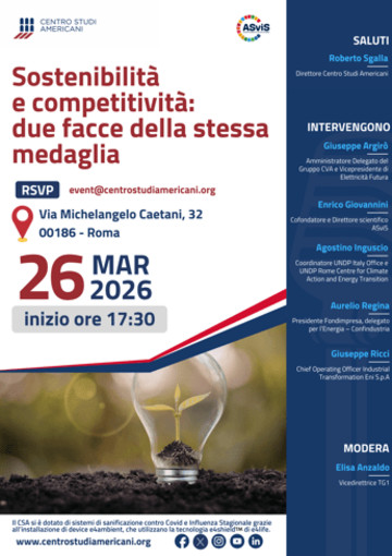 Energia, a Roma l'evento 'Sostenibilità e competitività: due facce della stessa medaglia' Energia, a Roma l'evento 'Sostenibilità e competitività: due facce della stessa medaglia'