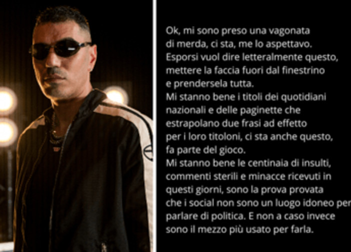 Marracash rompe il silenzio: "Mi stanno bene gli insulti, mai inneggiato alla violenza" Marracash rompe il silenzio: "Mi stanno bene gli insulti, mai inneggiato alla violenza"
