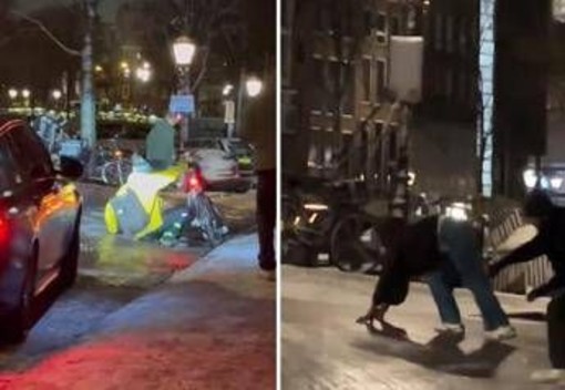 Amsterdam congelata: si scivola tra strade ghiacciate e scene surreali Amsterdam congelata: si scivola tra strade ghiacciate e scene surreali